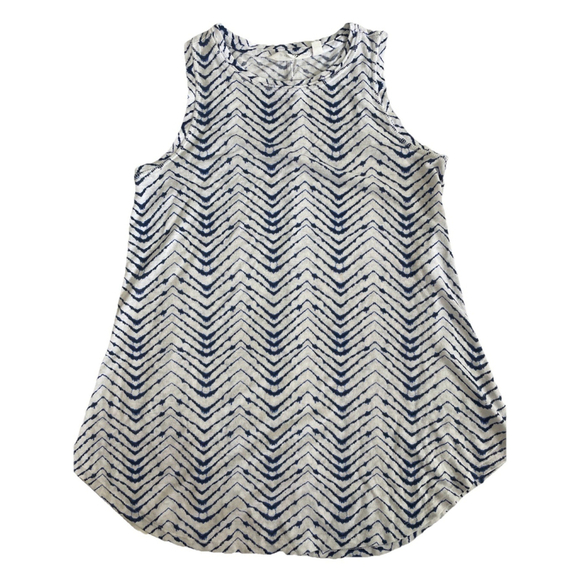 Athleta Tops - Athleta Size Small Breezy Tank Muscle Top White Blue Sleeveless Chevron S Womens